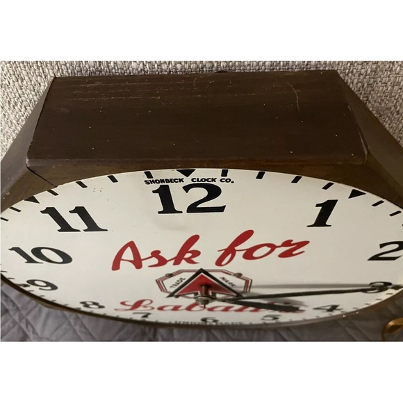 ORIGINAL 1930 PORCELAIN LABATT'S BEER CLOCK Shonbeck Clock Co. Canada - Picture 11 of 13